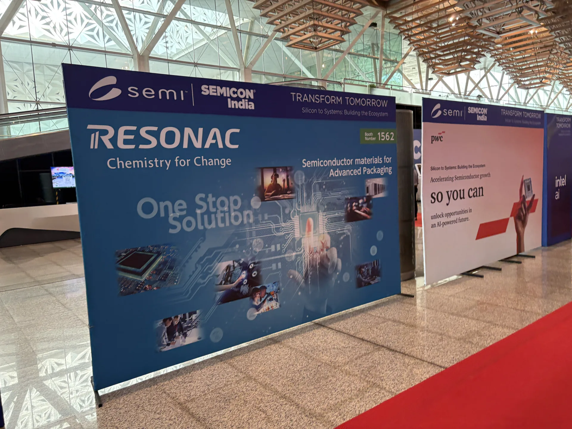 RESONAC booth at SEMICON India 2026 featuring Semiconductor Materials for Advanced Packaging